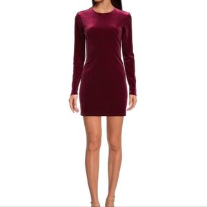 Gianni Bini Pam Velvet Crew Neck Long Sleeve Bodycon Sheath Dress Merlot XL NWT